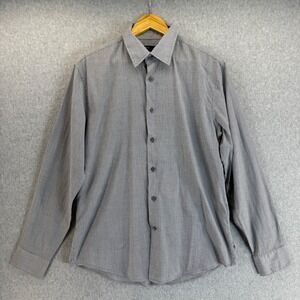 John Varvatos USA Gray Check Button Down Long Sleeve Collared Shirt Mens‎ Medium
